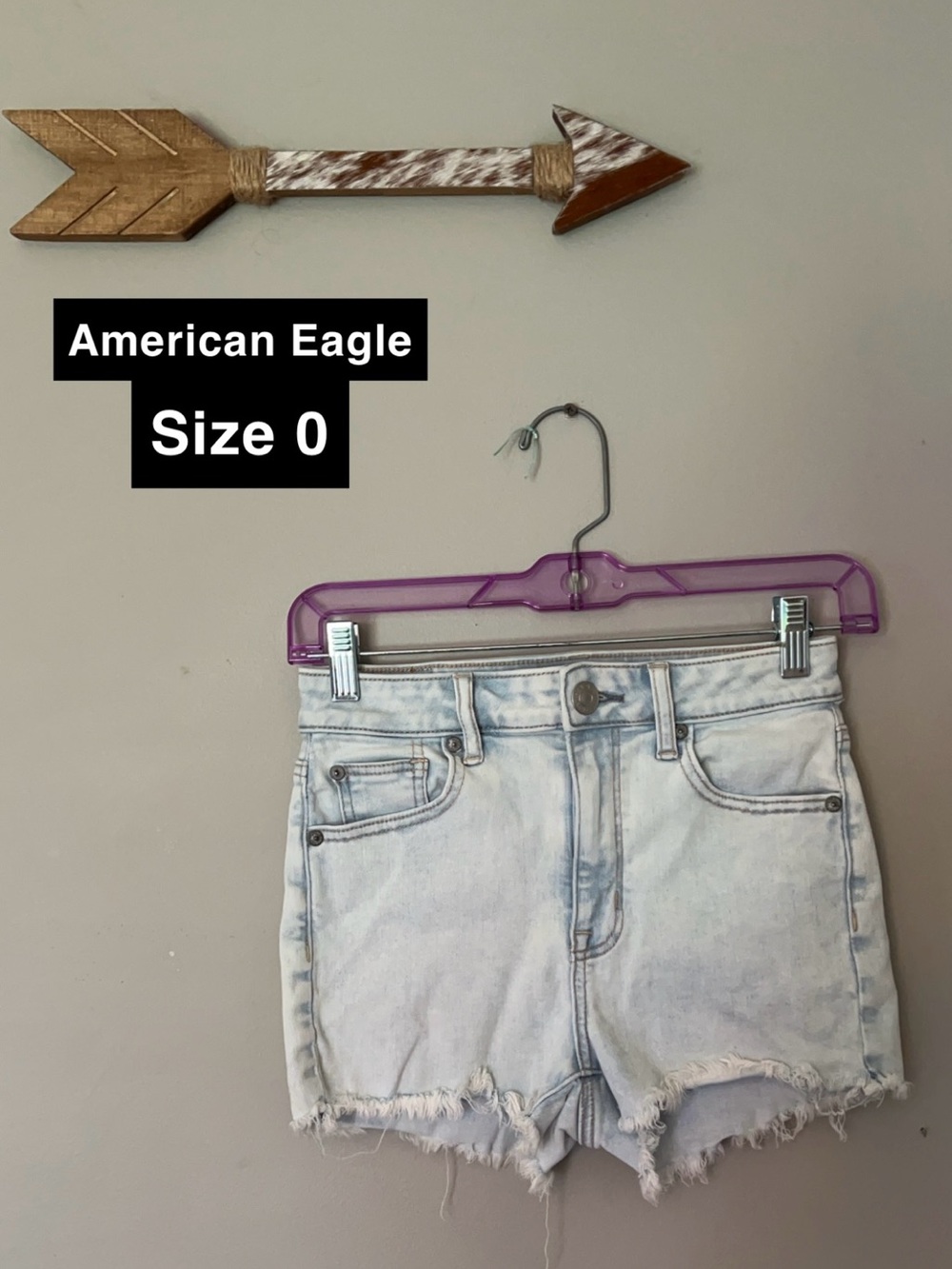 American Eagle Outfitters Light Blue Frayed Hem Denim Shorts